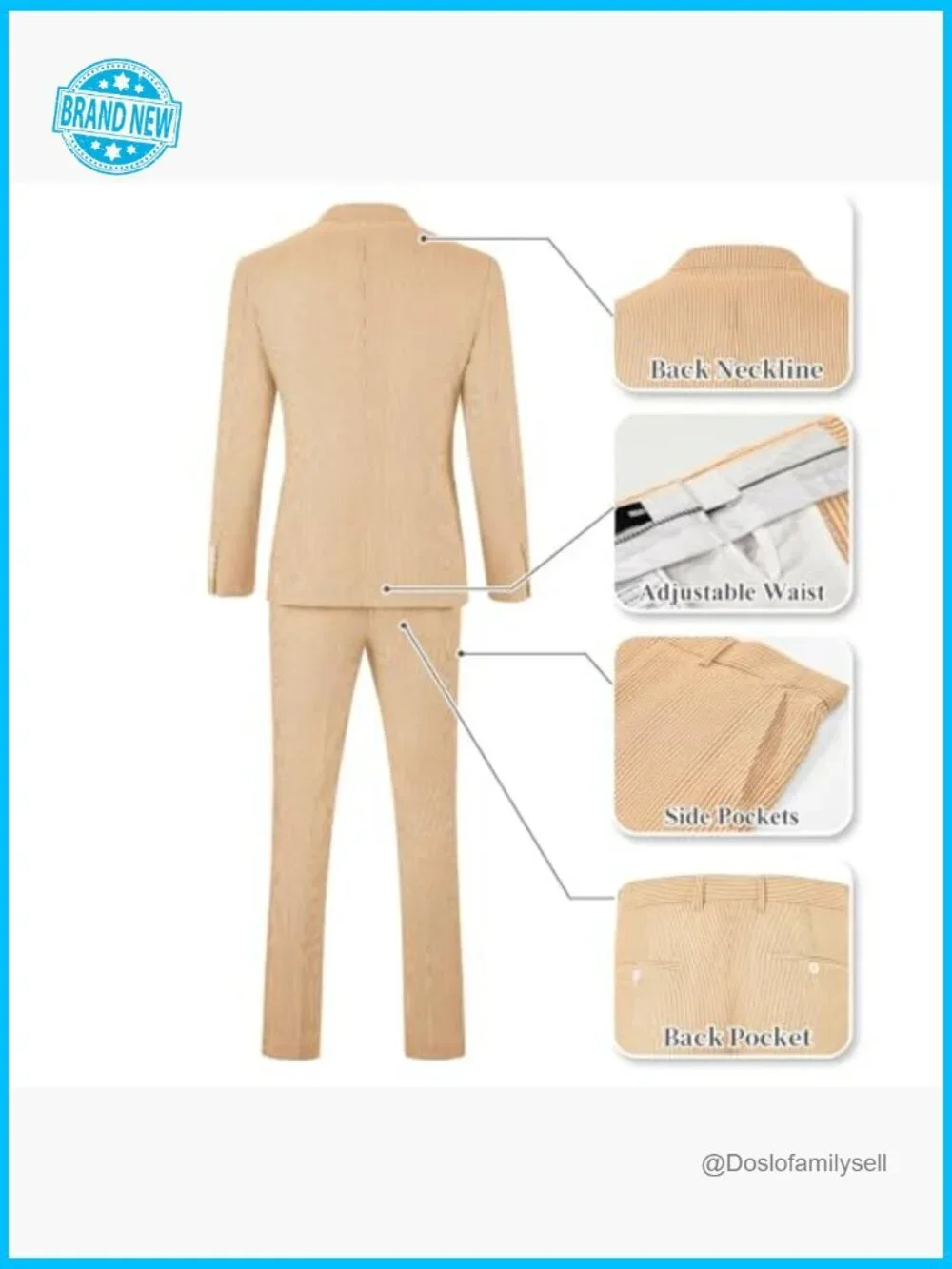 Seersucker Suit Set Slim Fit Formal Wedding Summer Groom Outfit Classic